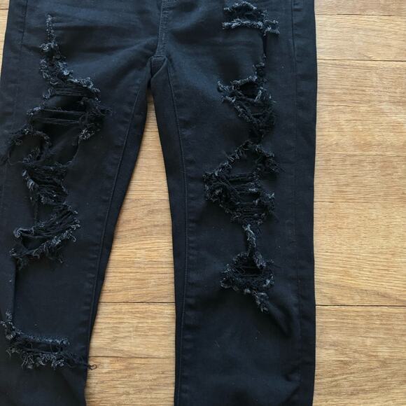 American Eagle black high rise distressed casual jeggings pants size 0 
 b33 - Picture 7 of 10